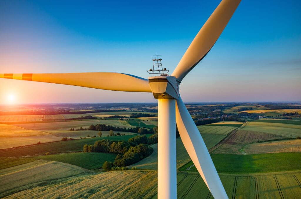 Parc éolien produisant de l’électricité renouvelable